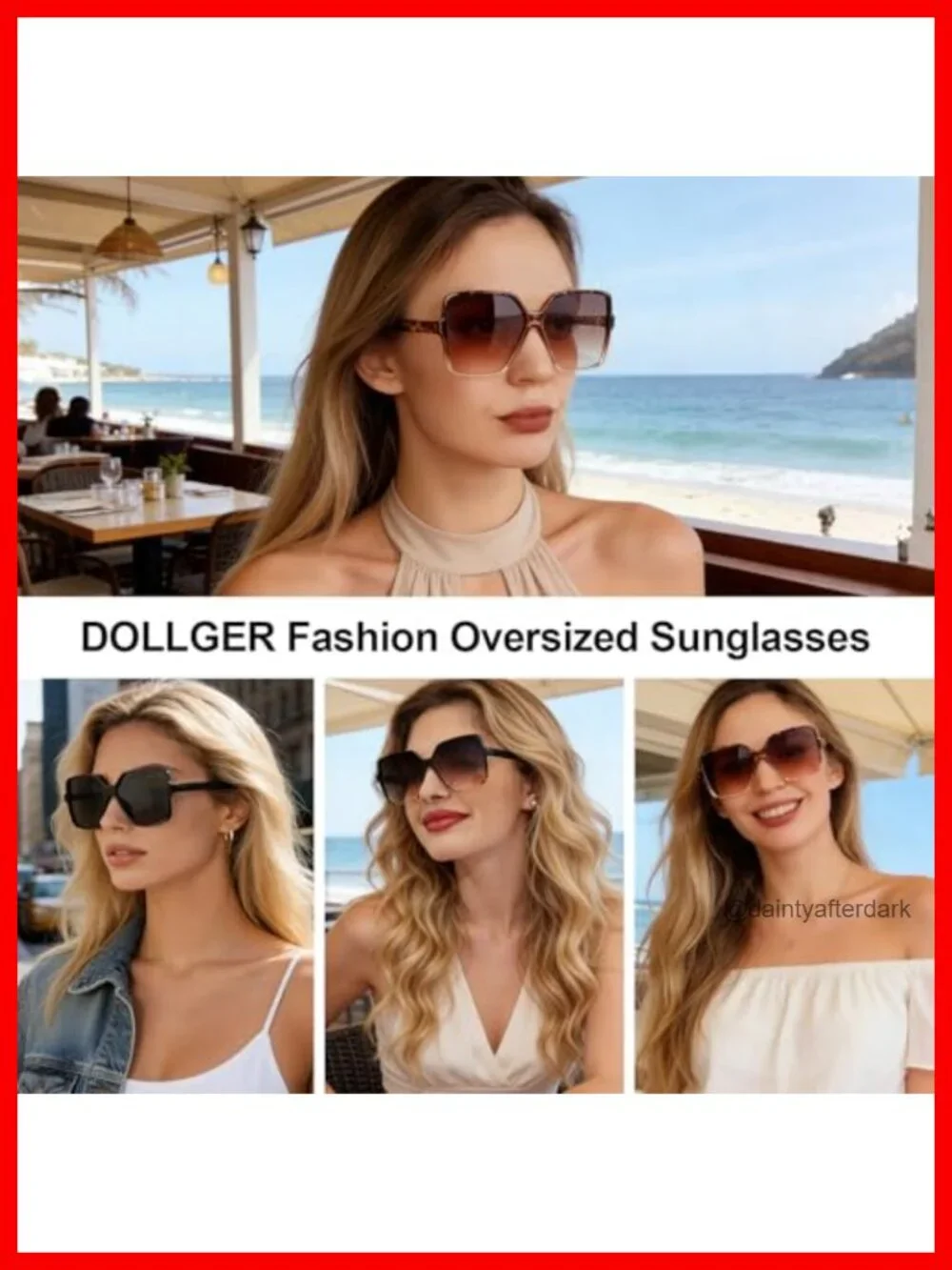 Oversized Square Sunglasses UV400 Protection Polycarbonate